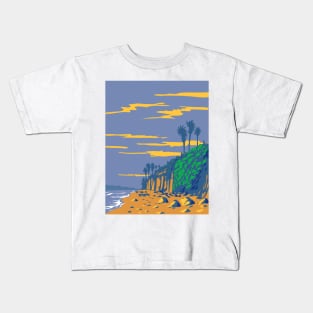 Beacon's Beach in Leucadia State Beach in Encinitas California WPA Poster Art Kids T-Shirt